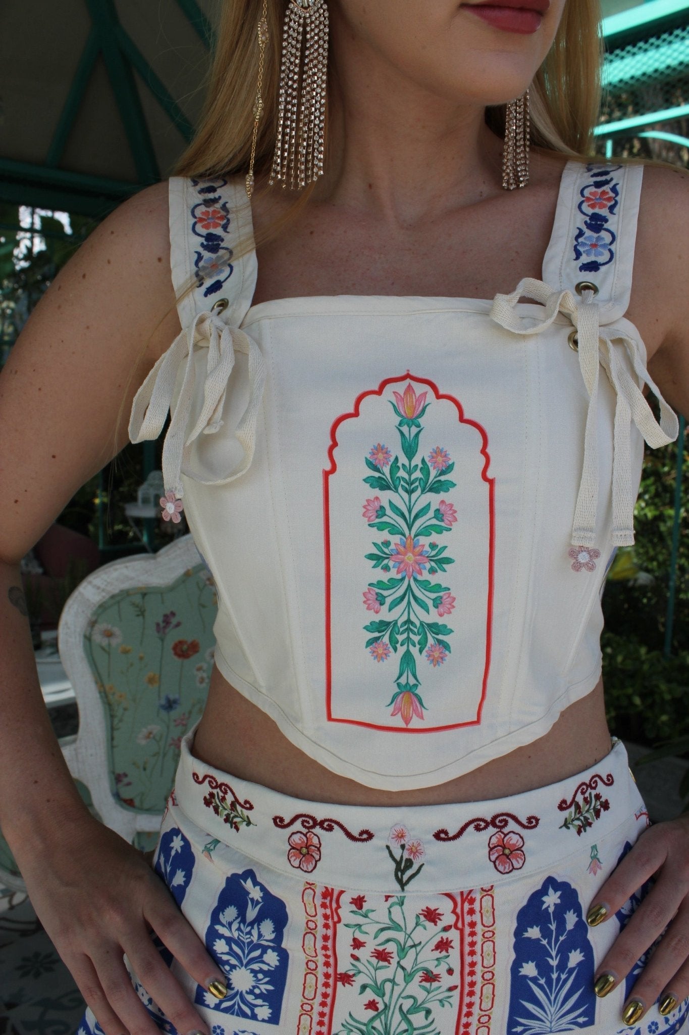 CROP TOP CORSET ARABESQUE - Rosa Pistacho