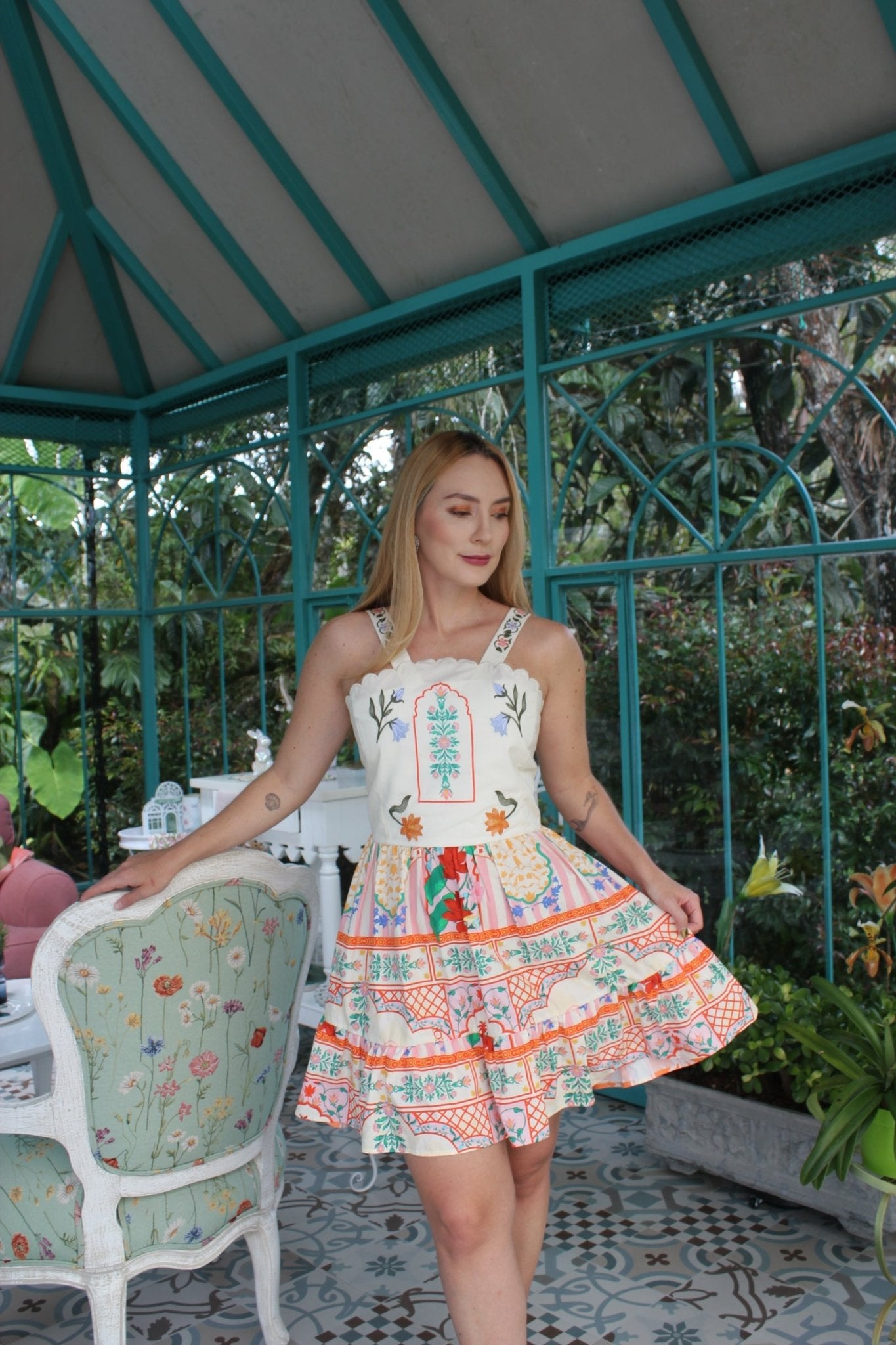 UDAIPUR MINI DRESS - Rosa Pistacho